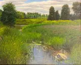Bennett Vadnais, Midday Stream, Oil on linen