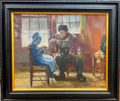 Frederick C. Gottwald, Child Reading, Oil on canvas