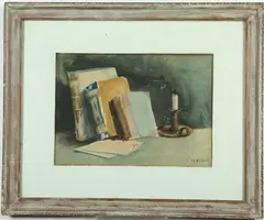 M. E. Marshall, My desk in the late afternoon, Watercolor on paper