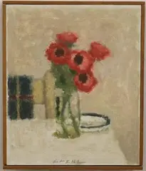 Gerrit R. Meaker, Flowers, 1990, Oil on board