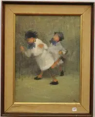 Leonard E. Creo, Kids Playing, Oil on canvas