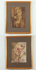 A Pair: Personaje Prehispanico I & II by Zaul Pena, 1981, A Pair of mixed media on paper artworks, offered Nov 2022