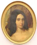American School, The Blue Eyed Lady, Oil on canvas