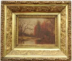 American School, Fall Landscape, Oil on board