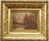American School, Fall Landscape, Oil on board