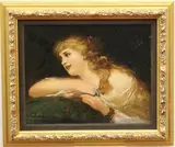 Pierre Olivier Joseph Coomans, Portrait of a Woman, Twentieth century oil on board artwork