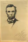 Josef Pierre Nuyttens, Abraham Lincoln, 1920, With pencil dedication and signed lower right hand corner