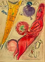 Marc Chagall, Donkey and the Eiffel Tower, 1954, Colored lithograph