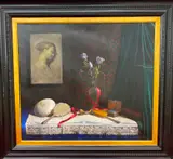 Su Nam Back, Purple Roses, Oil on canvas