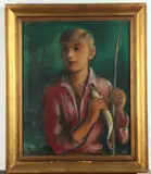Bohumil Ullrych, Boy Fishing, 1930, Oil on canvas