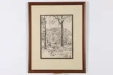 Maurice de Vlaminck, Wooded Landscape, Crayon drawing