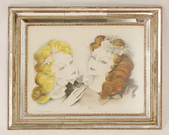 Yves Gueden, Untitled, in a carved wood and gesso and triple mirror frame 62 x 72.5cm overall