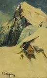 Continental School, Untitled, oil on board 28 x 18cm