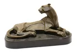Henry Moore, Untitled, a bronze figure of a panther or mountain lion lying on a black marble base