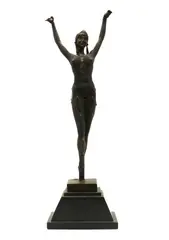 Demetre Chiparus, Untitled, on an Art Deco style marble plinth