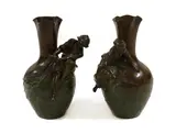 August Moreau, Untitled, a pair of patinated bronze vases