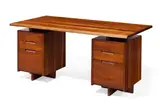 Double Pedestal Desk by George Nakashima, 1957, American black walnut, sold Dec 2015