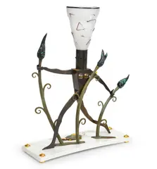 Nude in Exotic Flowers (4-94) by Dan Dailey, 1994, blown glass, gilt metal, patinated bronze and white marble, offered Oct 2015