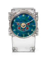 Archibald Knox, for Liberty & Co, circa 1905, A 'Tudric' Pewter and Enamel Clock, circa 1905
