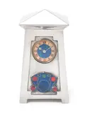 Archibald Knox, for Libery & Co, circa 1905, A 'Tudric' Pewter and Enamel Clock, circa 1905
