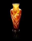 Émile Gallé, A Cameo Glass Vase with Iris Flowers, circa 1905, A Cameo Glass Vase with Iris Flowers, circa 1905
