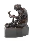 Bruno Zach, 'Woman with Serpent' a Powerful Patinated Bronze Study
