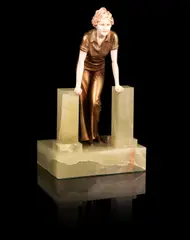 Ferdinand Preiss, 'The Stile' an Art Deco Patinated Bronze and Carved Ivory Figure, circa 1925, 'The Stile' an Art Deco Patinated Bronze and Carved Ivory Figure, circa 1925