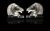 'Longchamp' a Pair of Bookends, design 1929 by René Lalique, clear glass, frosted and polished, offered Jun 2014