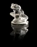 René Lalique, 'Grenouille' a Car Mascot, design 1928, clear glass, frosted and polished