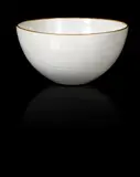 A Bowl by Dame Lucie Rie and Hans Coper, circa 1955, stoneware, conical form, all over white glaze with manganese rim, offered Jun 2014