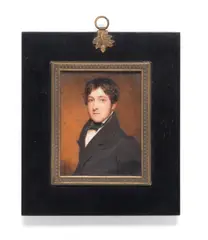 William John Newton, A Gentleman, called Richard Ellison Esq, wearing black coat, white waistcoat and frilled chemise, black stock and tie (cracked).