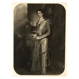 Antonie de Salomé, Portrait of Leslie Copeland, the Son of William Taylor Copeland, M.P. of Kibblestone Hall, full length, standing, in Hussars uniform