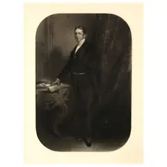 Antonie de Salomé, Portrait of William Taylor Copeland, M.P. of Kibblestone Hall,, full length, standing by a console table