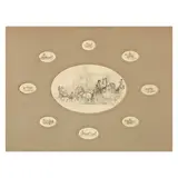 Snr. John Frederick Herring, The Glasgow Royal Mail Coach, surrounded by eight oval vignettes, pen, ink and wash