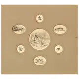 Snr. John Frederick Herring, Huntsmen and a Fox, surrounded by six hunting-related vignettes