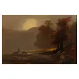 Highland landscape with stags by a river by English School, oil on canvas, sold Jul 2013