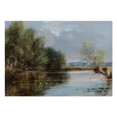 Harriet C. Smith, The Loddon at Wargrave, thinned oils on card