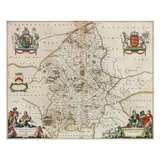 Joannes Blaeu, Staffordiensis, hand-coloured double-page engraved map