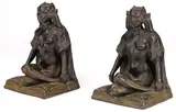 Hermon Atkins MacNeil, Night Bookends, patinated bronze