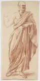 Giacopo Palma Il Giovane, Standing Figure of a Philosopher, Late 16th/early 17th century, Sanguine on paper
