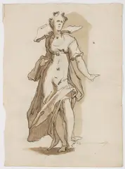 Study of an Allegory by Hans von Aachen, Late 16th/early 17th century, Line-and wash drawing in brown ink on both sides of paper, sold Dec 2019