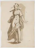 Hans von Aachen, Study of an Allegory, Late 16th/early 17th century, Line-and wash drawing in brown ink on both sides of paper