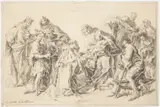 Adoration of the Magi by zvaný Carletto Carlo Caliari, Late 16th century, Black chalk on paper, sold Dec 2019