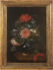 Jan Kašpar Hirschely, Floral Still Life on a Table, 1724, Oil on copper