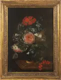 Jan Kašpar Hirschely, Floral Still Life on a Table, 1724, Oil on copper