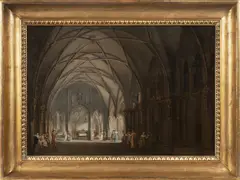 Ludvík Kohl, A Gothic Hall with Figures, 1810 - 1820, Oil on wood panel