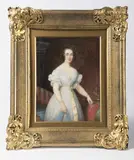 Étienne Bouchardy, Miniature of a Young Lady in a White Dress, 1840, Watercolor and gouache on ivory