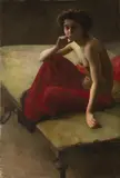 Oldřich Homoláč, Seated Female Nude, 1892, Oil on canvas