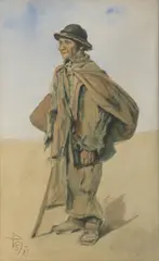 Hanuš Schwaiger, A Study from Moravian Slovakia (Slovácko), 1887, Watercolor on paper