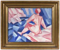 Václav Špála, Bathing, 1915, Oil on paperboard